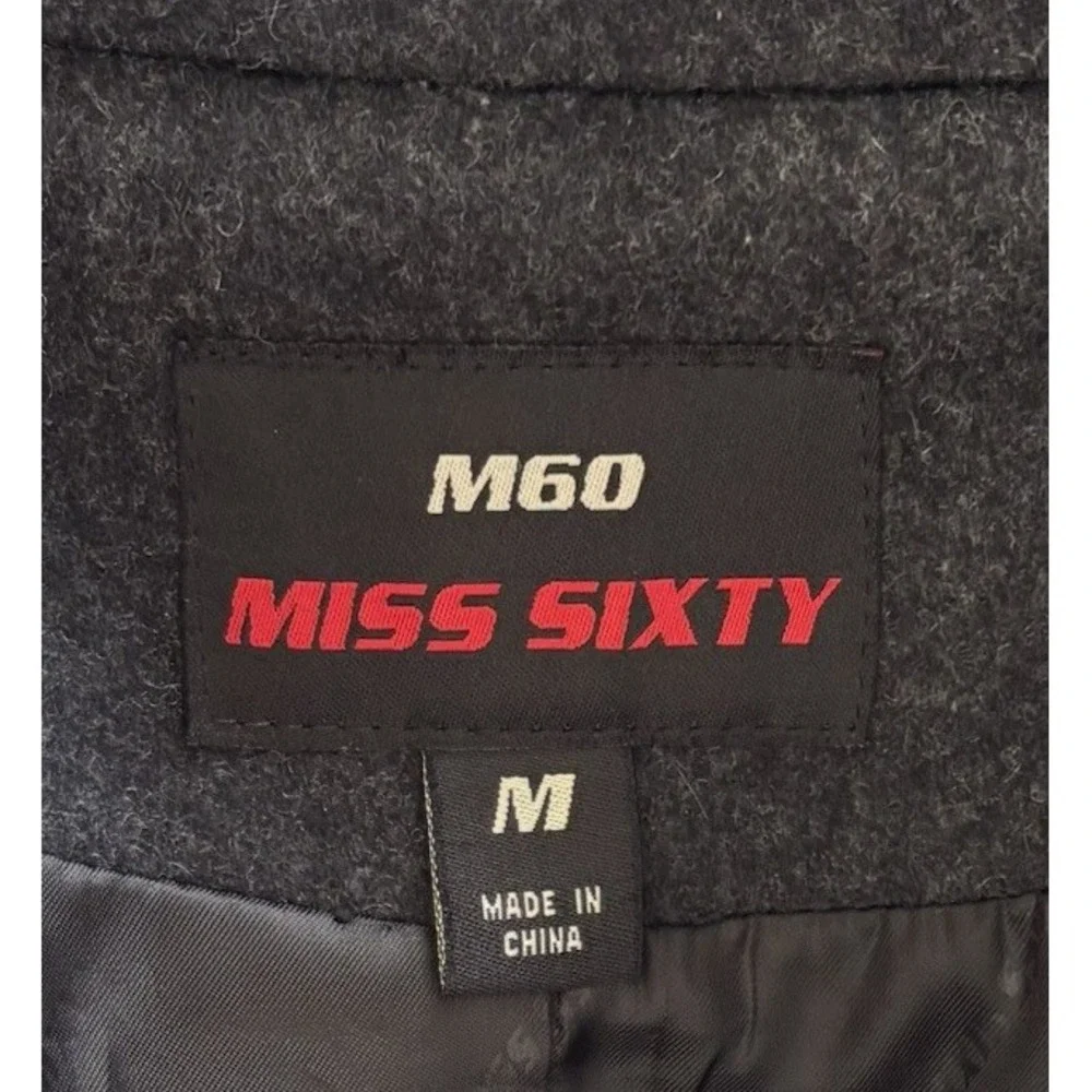 Miss Sixty M60 Wool Blend Double Breasted Peacoat Trenchcoat Dark Grey Womens‎ M